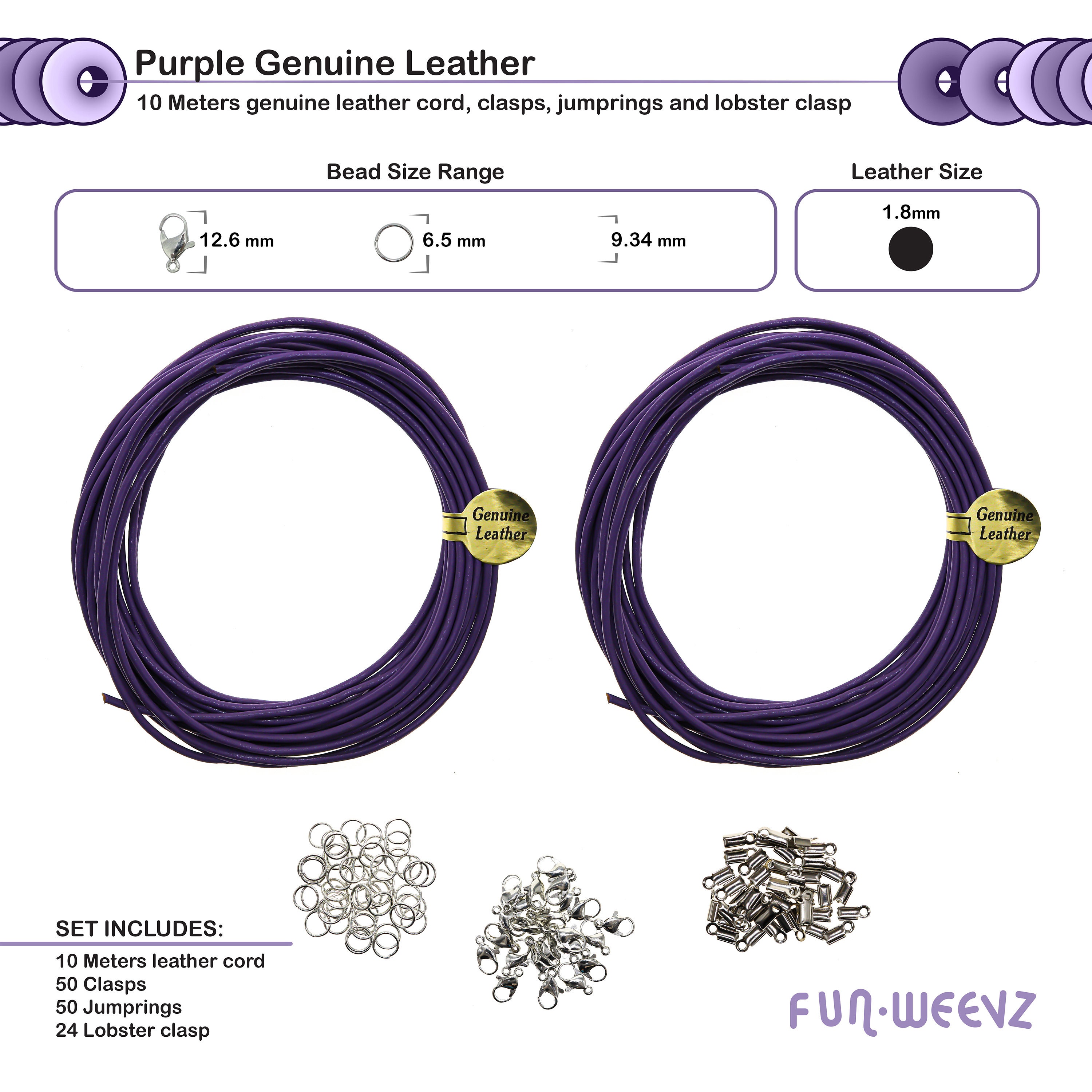  Fun-Weevz 10 Meters of 2mm Square Leather Cord for