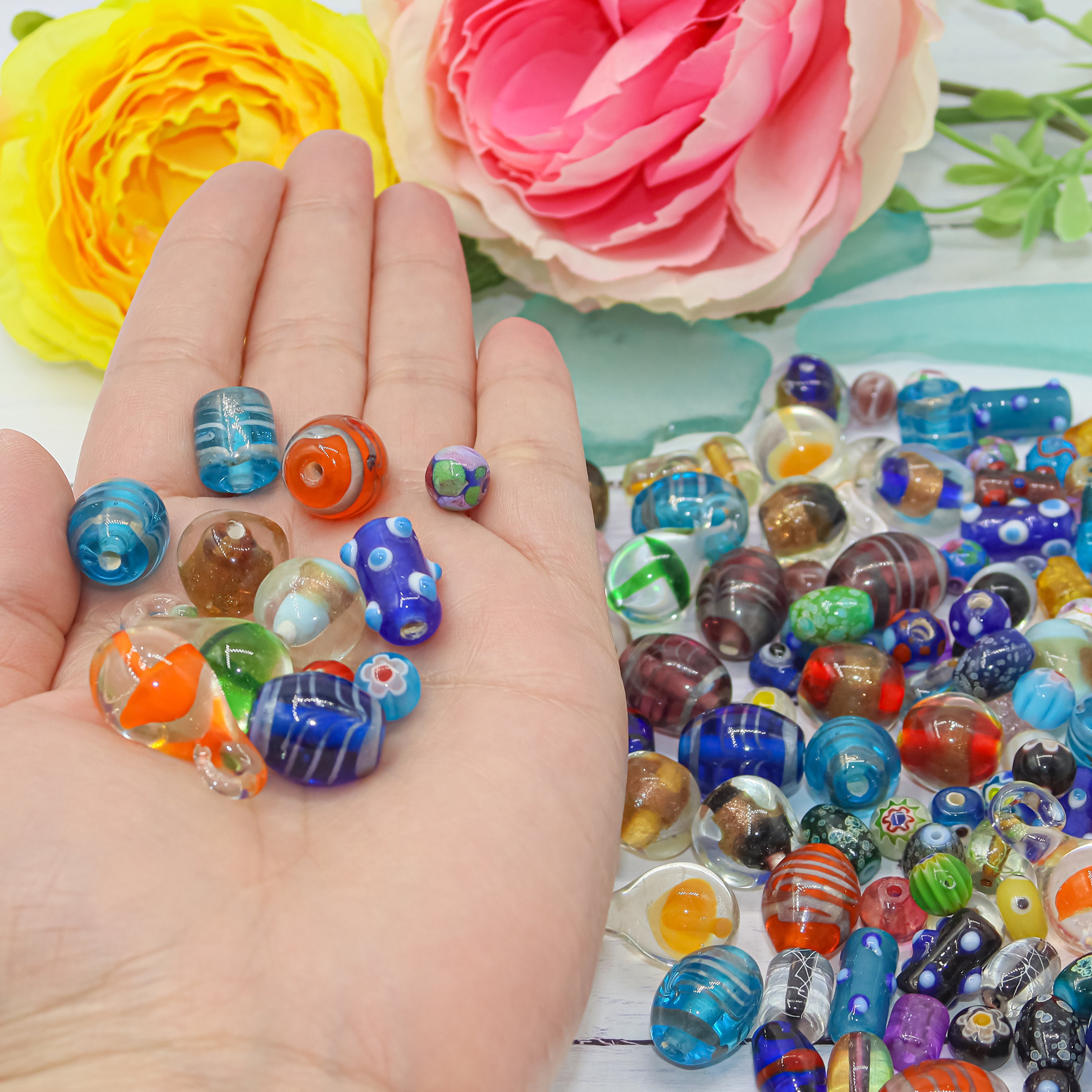 50-60 Random Assorted Lampwork Glass Beads for Jewelry Making - Etsy