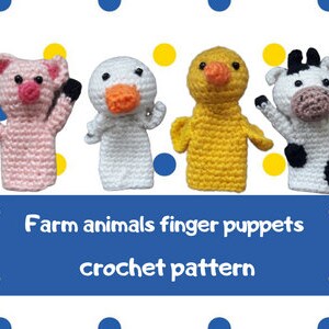Farm Animals Finger Puppet Set Crochet Pattern for Puppet Theater