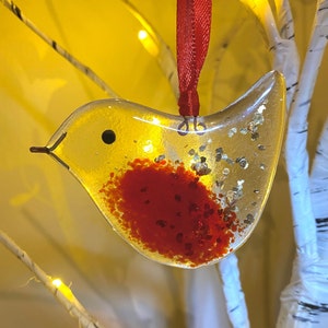 Fused glass Robin decoration