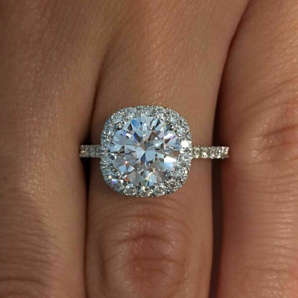 Halo Engagement Ring - Etsy