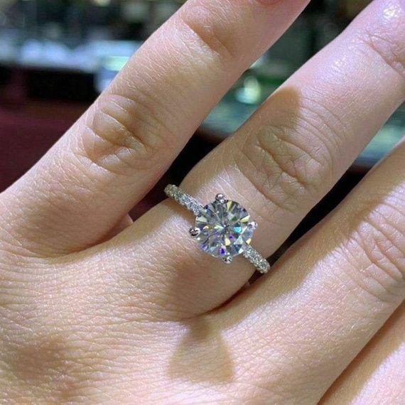 2CT Round Cut Moissanite Ring Diamond Ring Engagement Ring - Etsy