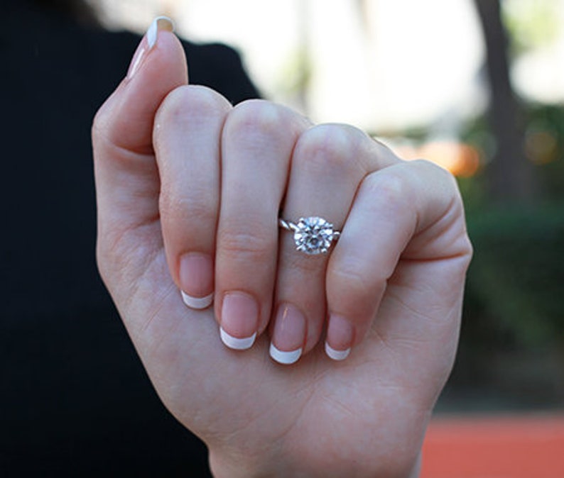 2 CT Round Moissanite Wedding Ring Brilliant cut Engagement Ring Twisted rope Engagement ring 4 Prong diamond Solitaire Ring