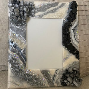 Geode style Picture Frame artwork, unique piece of resin art
