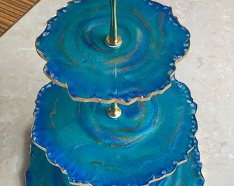 Geode inspired resin 3 tier cake or dessert stand, custom made