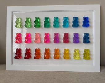 Gummy Bear Resin Art, Gummy Bear Pop Art, Home Decor, 3D Resin Wall Art, Pop Art, Large  30 x 30 in Gummy Bears Art