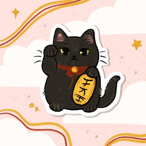Lucky Cat Sticker, Maneki Neko Sticker, Die Cut Sticker