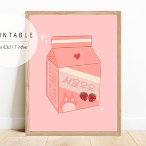 Erdbeermilch koreanischen Stil Digital Art Print
