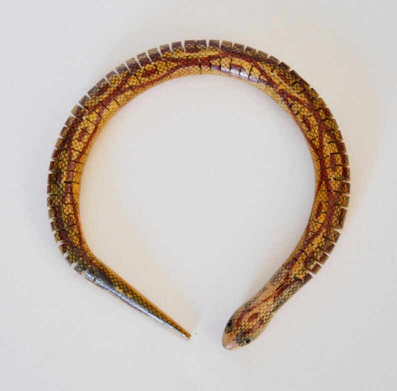 Wooden Snake Hand Crafted Snake Wooden Handmade Snake Wood Snake Wooden Toy Vintage Wooden Snake