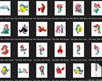MULTI LAYERED Mermaid SVG bundle, Princess Ariel, Sebastian, Flounder, Little Mermaid multi layer svg files