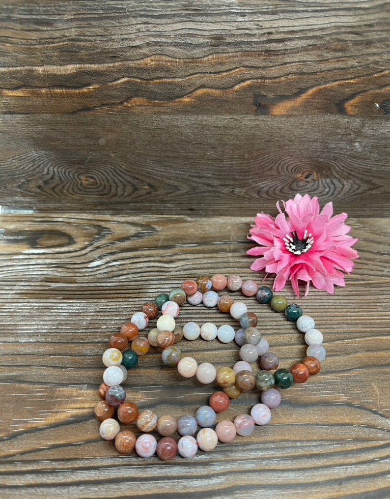 Natural Moss Agate 7mm Bracelet