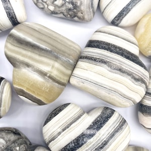 Zebra Calcite Puffy Hearts | Zebra Calcite heart | Raw Phantom Calcite Heart