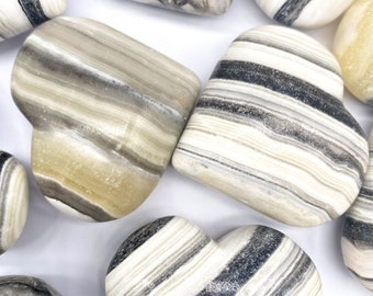 Zebra Calcite Puffy Hearts | Zebra Calcite heart | Raw Phantom Calcite Heart