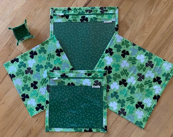 St.Patricks Day- Shamrocks-Project Bag(2Sizes)( plus free ORT Bowl)for CrossStitching,Quilting,Sewing,Drawing Proj. etc.