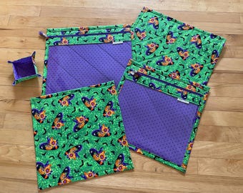 Halloween Project Bag: Pumpkin Witches Cotton Fabric, Free ORT Bowl