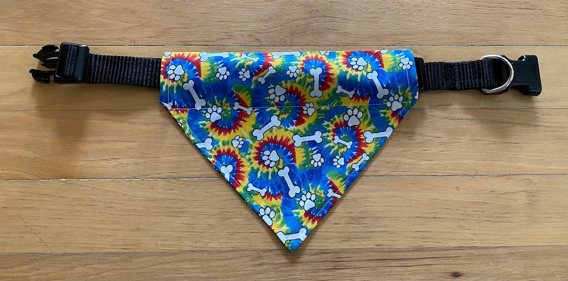 Dog Over the Collar Bandana Tie Dye Paw & Bone pattern Etsy