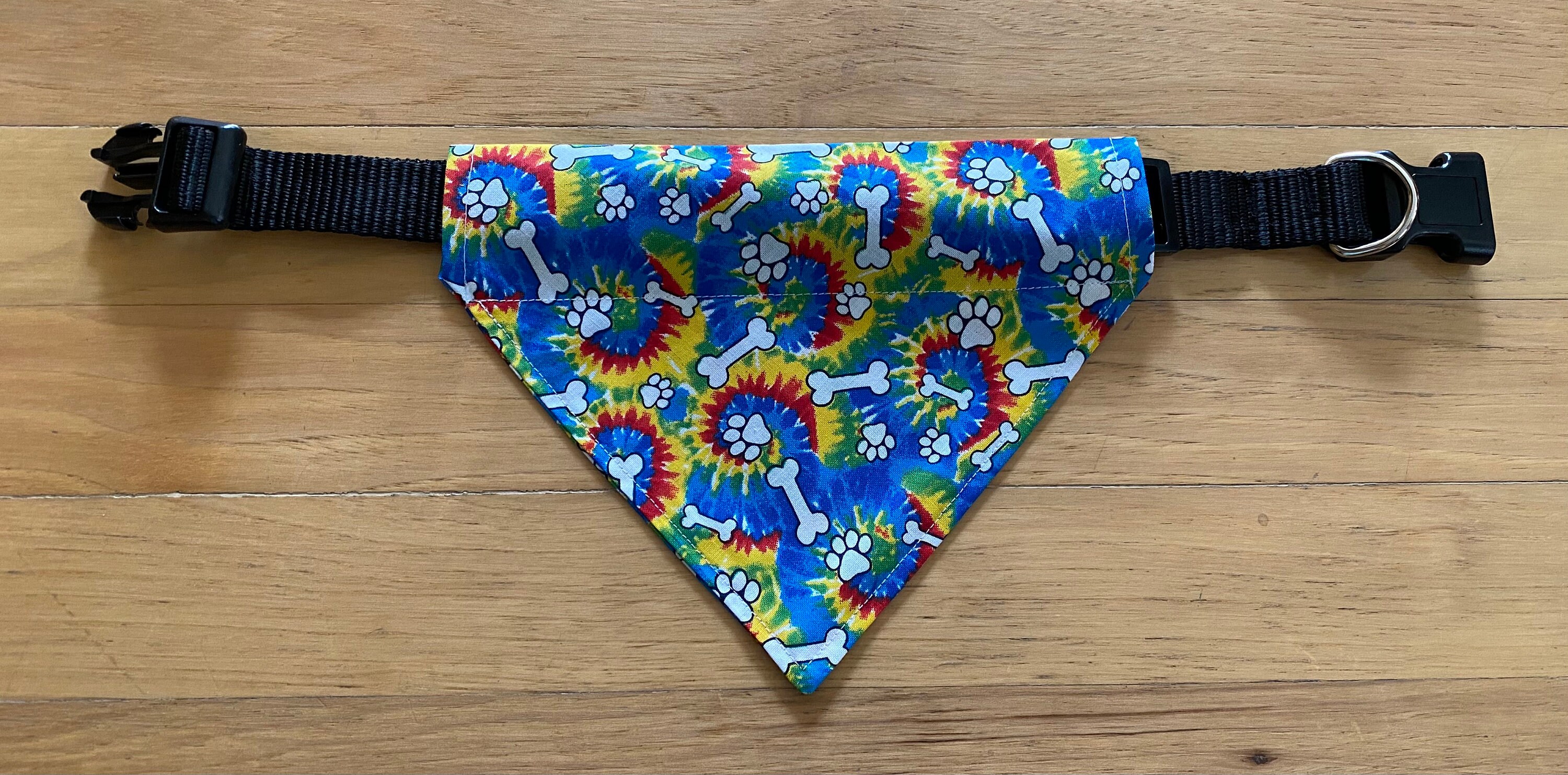 Dog Over the Collar Bandana Tie Dye Paw & Bone Pattern Etsy UK