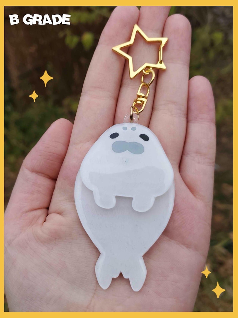 White Seal Dangle Keychain | Hand-made Shrinky Dink Keychains - Etsy