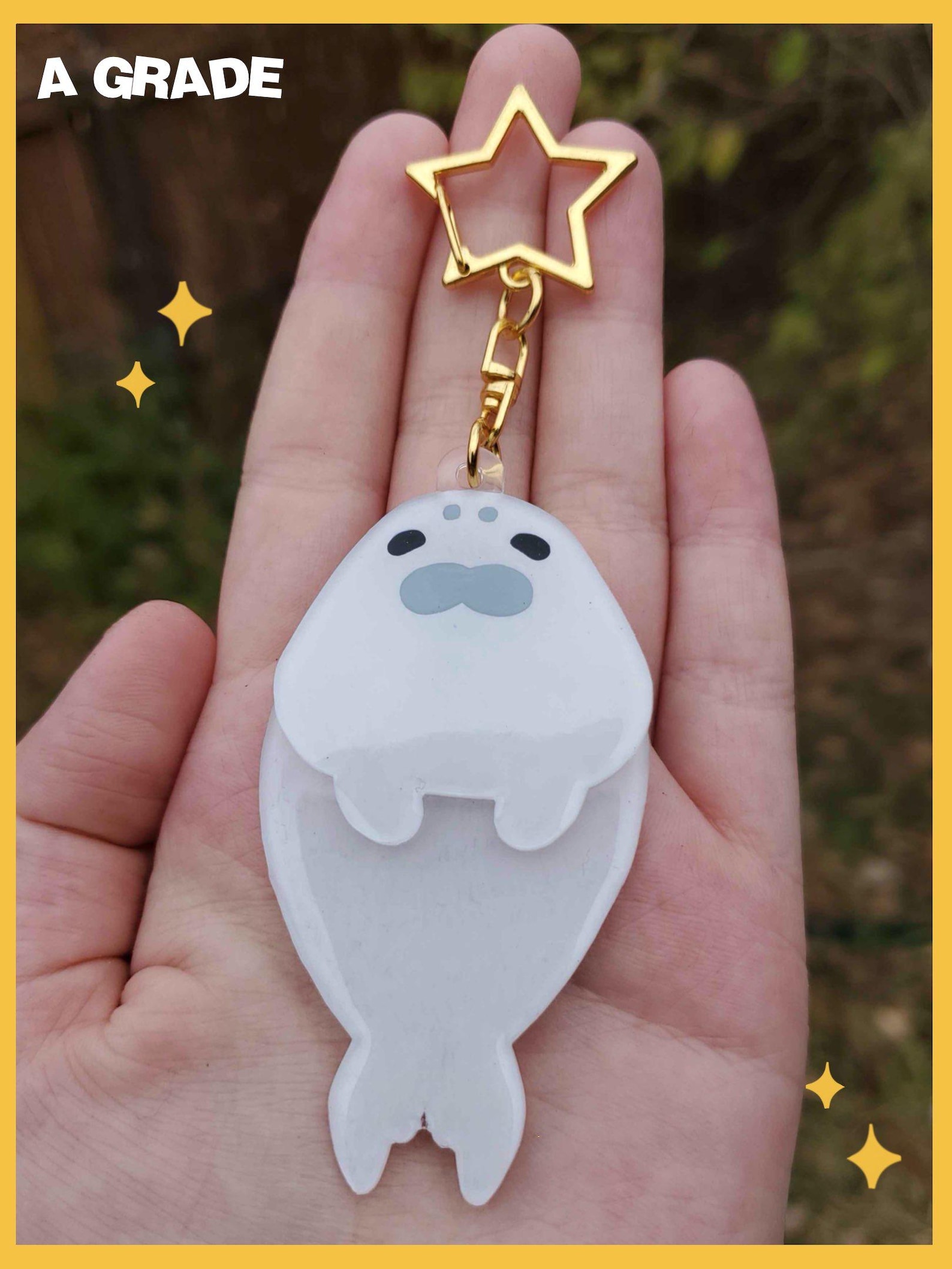 White Seal Dangle Keychain | Hand-made Shrinky Dink Keychains - Etsy