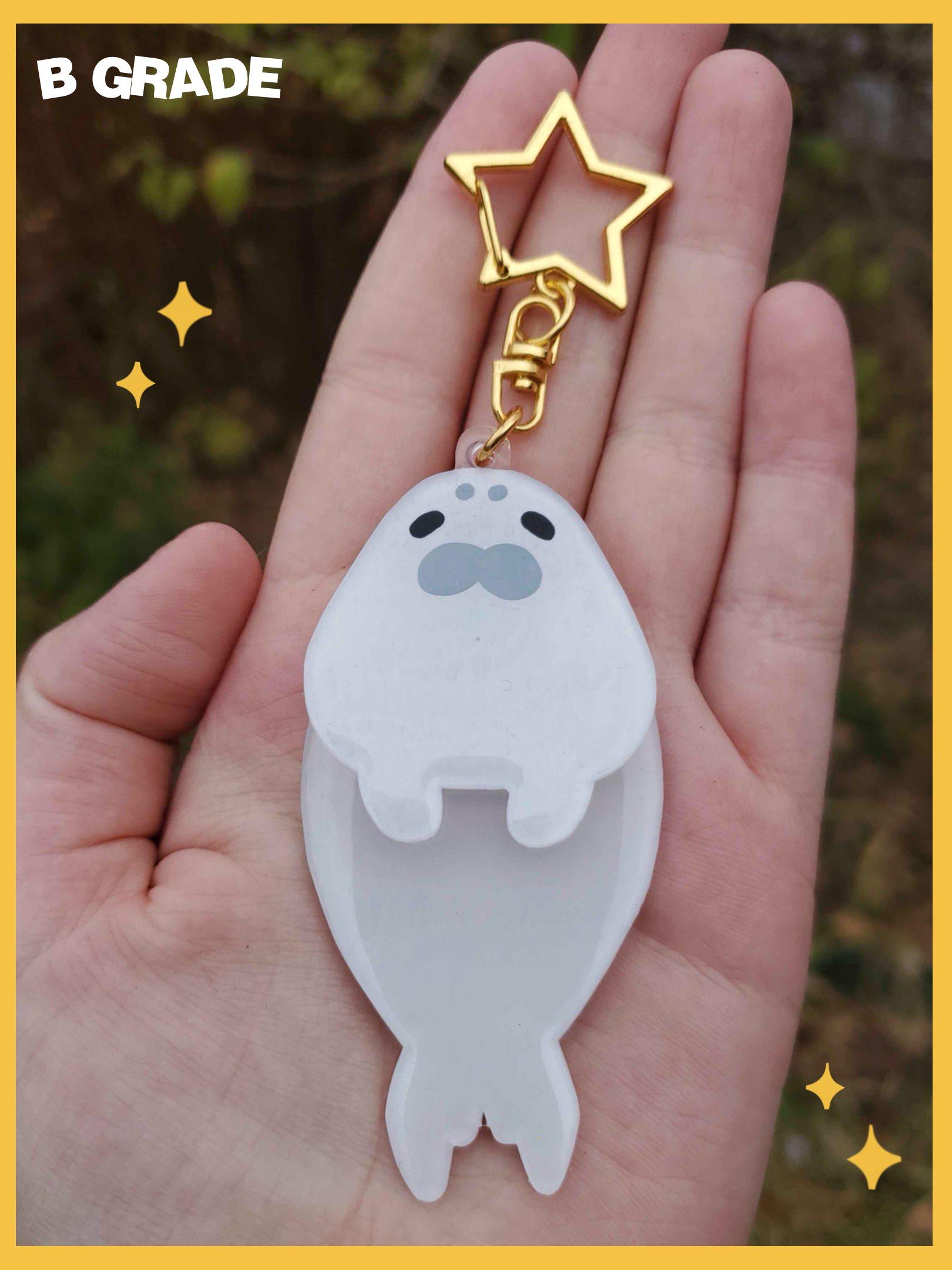 White Seal Dangle Keychain | Hand-made Shrinky Dink Keychains - Etsy