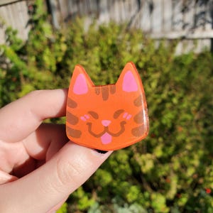 Orange Kitty Cat Pin | Hand-Made Shrinky Dink Pins