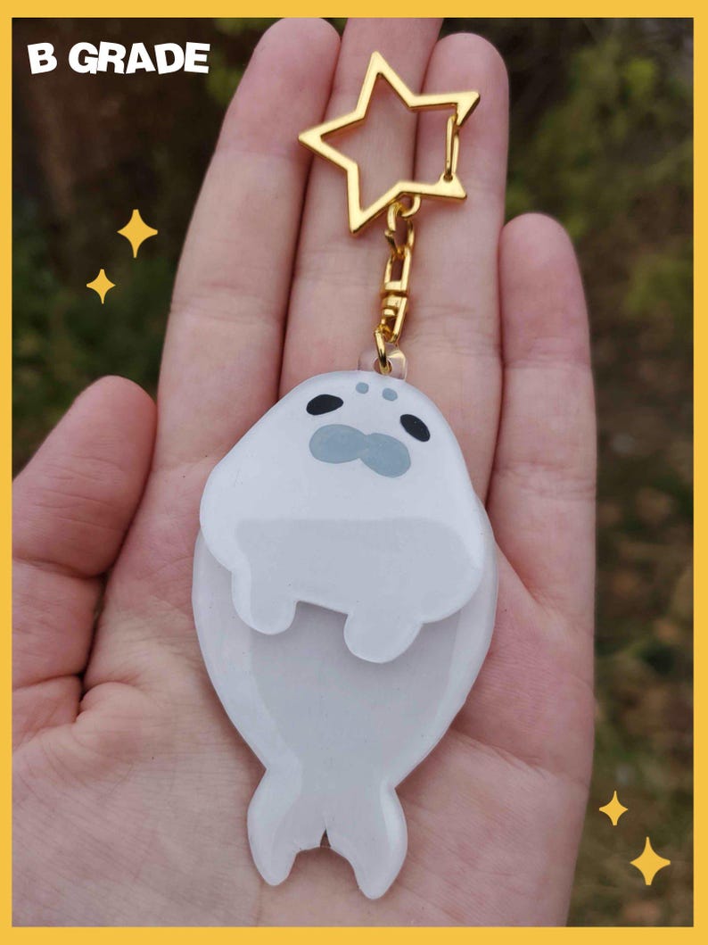 White Seal Dangle Keychain | Hand-made Shrinky Dink Keychains - Etsy