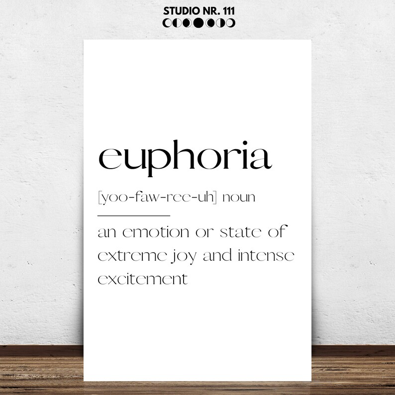Euphoria Definition Definition Print Wall Art Typography Etsy