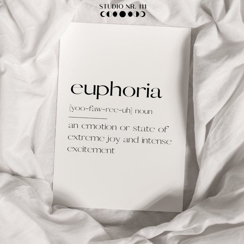 Euphoria Definition Definition Print Wall Art Typography Etsy