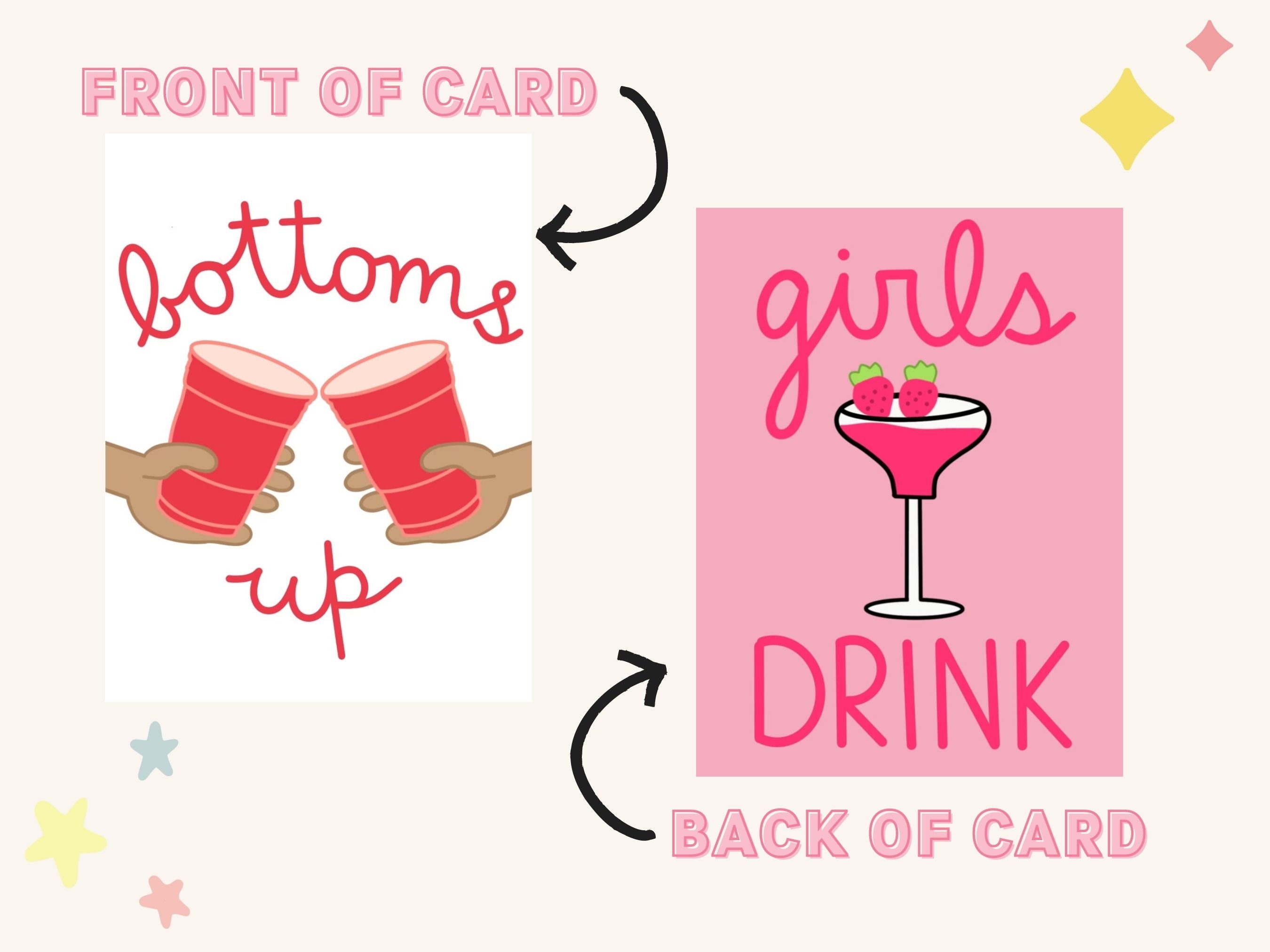 Drinking Card Game Digital Download Bottoms up College/girls  Night/bachelorette Party/21st Birthday/party Game 