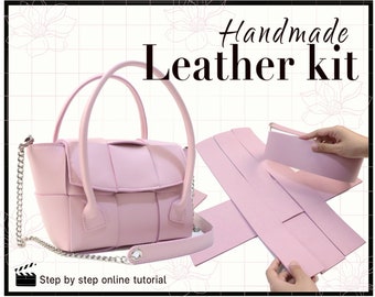 DIY Leather Handbag Kit: Nappa Leather, Handmade Bag with Chain