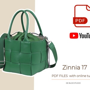 Zinnia 17 / PDF-Datei Taschen-Schnittmuster / Ledertasche Schnittmuster / digitales Schnittmuster / Taschenvorlage / Beuteltasche / Webtasche / Video Anleitung