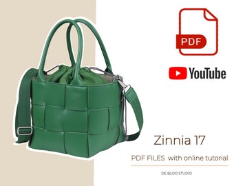 Zinnia 17 / PDF file bag pattern / Leather Bag Pattern / Digital pattern / Bag template / Bucket bag  / Woven bag / Video Tutorial