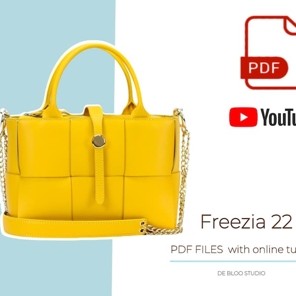 Freezia 22 / PDF file / Leather Bag Pattern / Digital pattern / Bag template / Woven bag / Video Tutorial / DIY Tutorial by De Bloo Studio