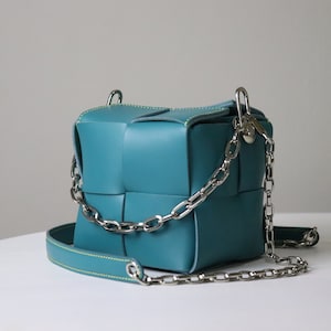 Kit DIY de sac cube en cuir nappa : sac à bandoulière artisanal avec chaîne