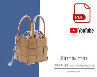 PDF file bag pattern / Leather Bag Pattern / Digital pattern / Bag template / Bucket bag  / Woven bag / Online class / Video Tutorial