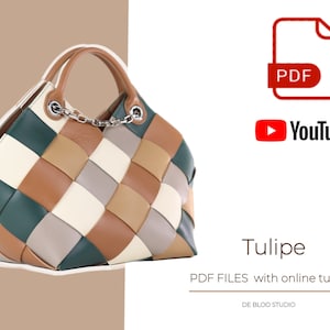 PDF file bag pattern / Leather Bag Pattern / Digital pattern / Bag template / Tote bag  / Woven bag / Crafts / Online class / Video Tutorial