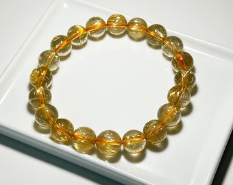 Rutilated Quartz Bracelet Classic Simple Bezel Set Bracelet Gift K31611 Dinty Bracelet Golden Rutile Bracelet Solid 925 Silver Bracelet