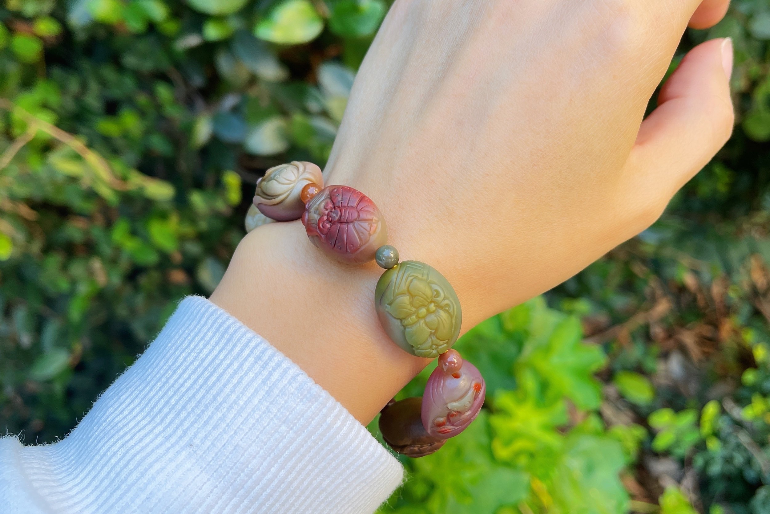 Salt Source Agate花かぼちゃ＃瑪瑙玉ブレスレットhandmade Top Grade Natural Yanyuan Origin Agate Carved Egg Charm Bracelet