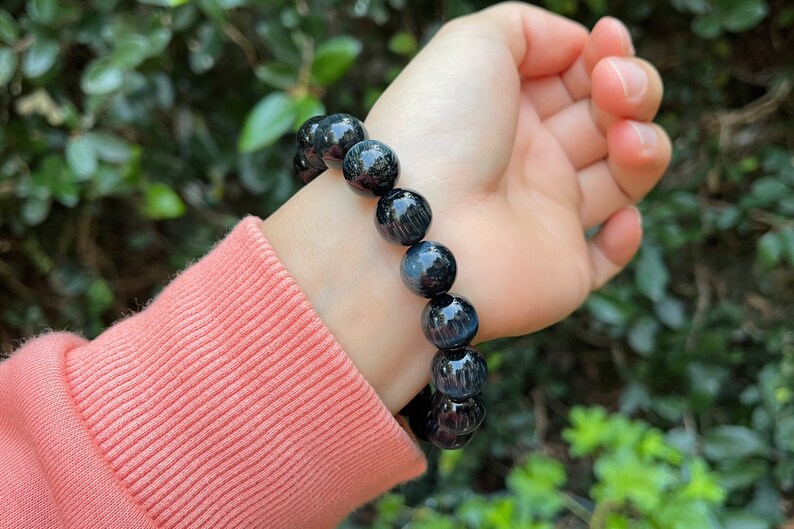 Rare Natural Blue Tigers Eye With Meteor Pattern Beaded Etsy