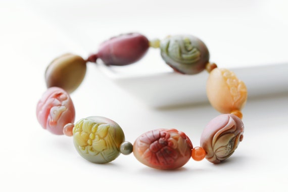 Salt Source Agate花かぼちゃ＃瑪瑙玉ブレスレットhandmade Top Grade Natural Yanyuan Origin Agate Carved Egg Charm Bracelet