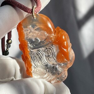 Natural Red Rabbit Hair Rutilated Quartz Carved Nine Tailed Fox and ...