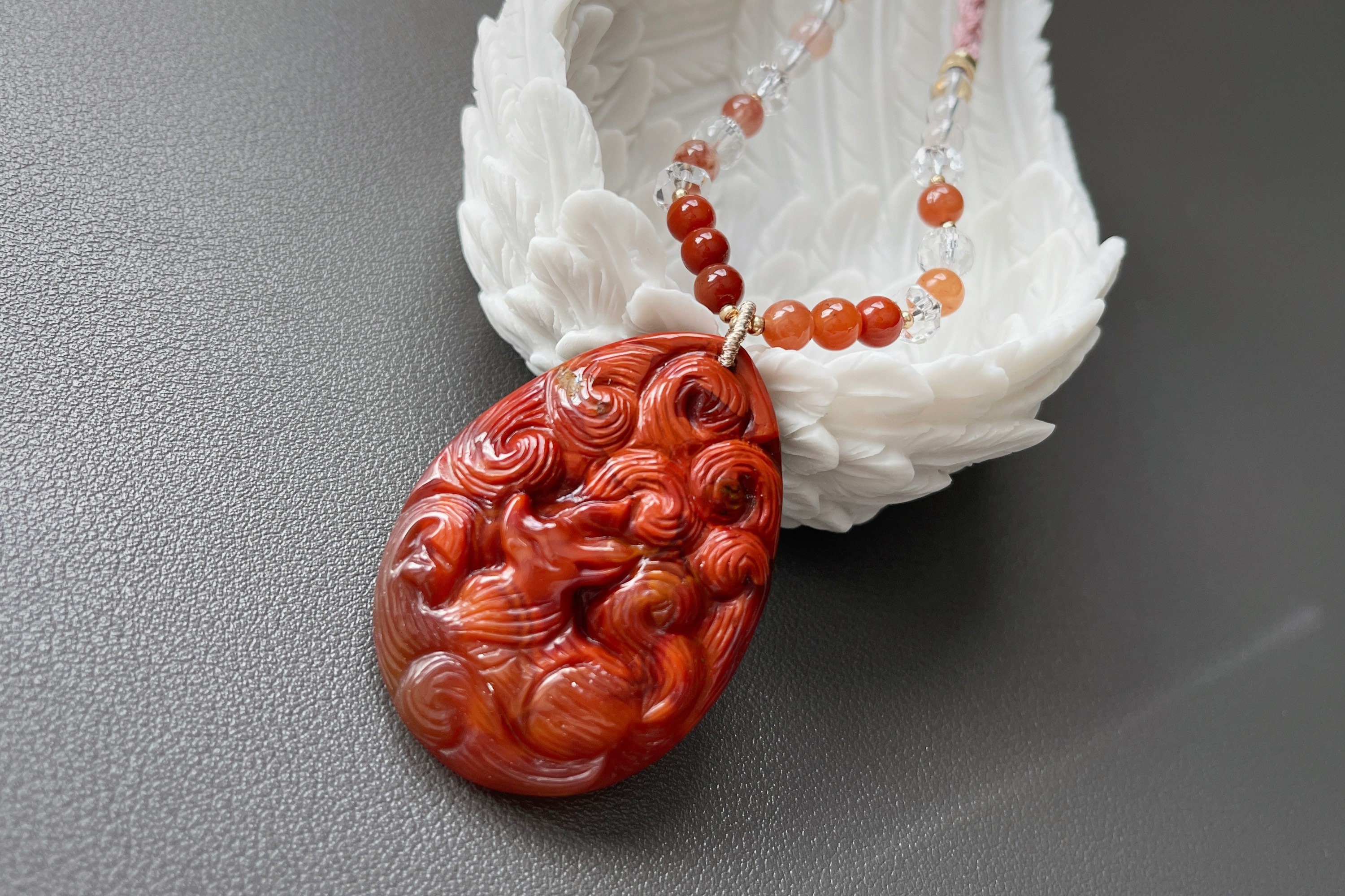 Natural Zhanguo Warring State Agate Hand Carved Nine Tailed ...