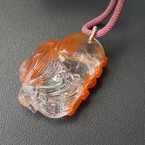 Natural Red Rabbit Hair Rutilated Quartz Carved Nine Tailed Fox and ...