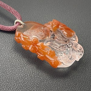 Natural Red Rabbit Hair Rutilated Quartz Carved Nine Tailed Fox and ...