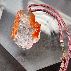 Natural Red Rabbit Hair Rutilated Quartz Carved Nine Tailed Fox and ...