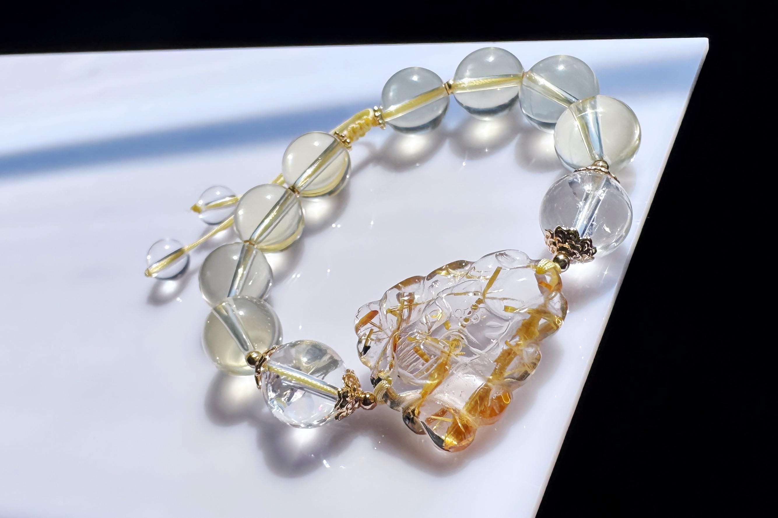 Nina◆オイルインクォーツブレスレット✧14kgf✧蛍光 Citrine Fox - Etsy
