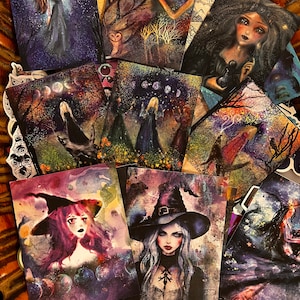 Secrets of Witches and Moon, Grimoire Witch Junk Journal Kit, 20 pc Junk Journal Paper and  EphemeraPack, Wicca Book of Shadows decor