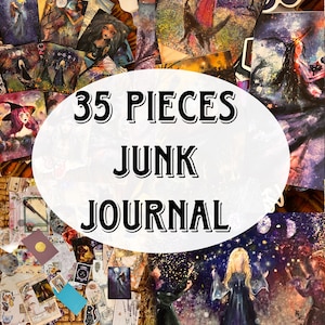 2024 MAANKALENDER junk journal set, 2024 maangrafiekset, heks 2024 art print set cadeau