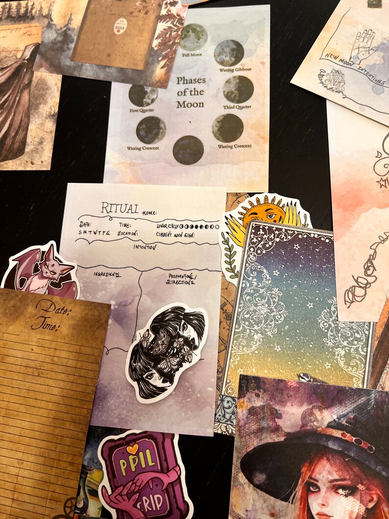 Witchcraft Vintage Junk Journal Pages Ephemera: Grimoire & Witch Spell ...