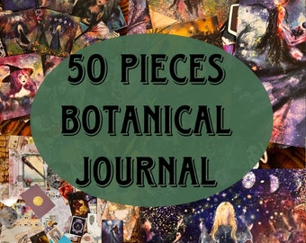 May include: A collage of 50 pieces of botanical journal paper with a variety of illustrations and designs. The paper is perfect for scrapbooking, card making, and other paper crafts.
